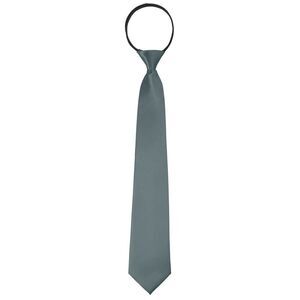Zipper Ties Pre-Tied Necktie Satin Shine Solid Color Tie Neck Grey